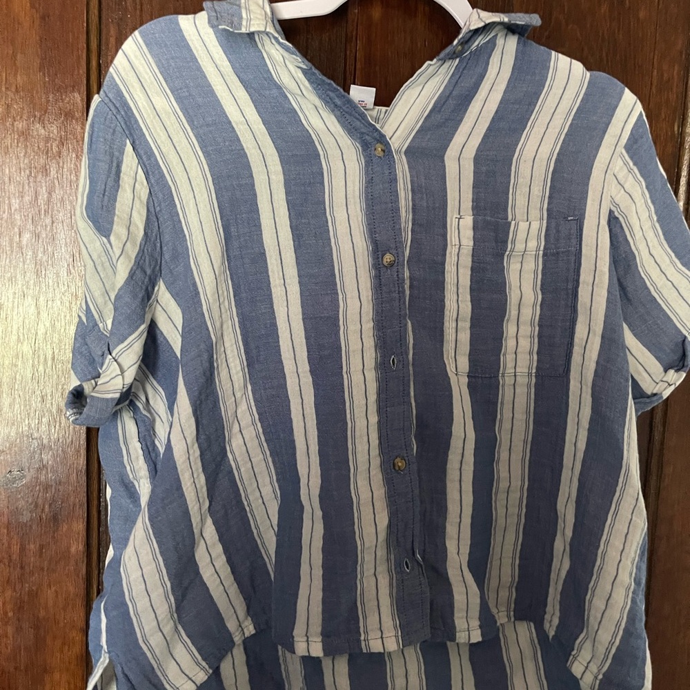 Old Navy Blue and White Striped Shirt